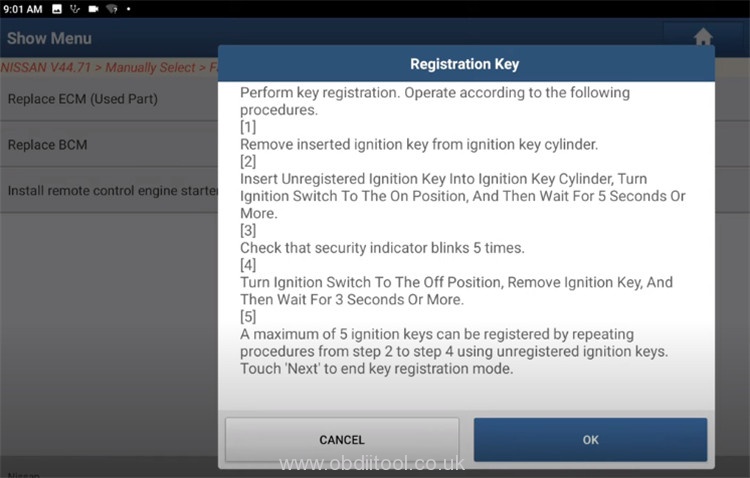 Launch X431 Register Nissan Immo Nats Key 8